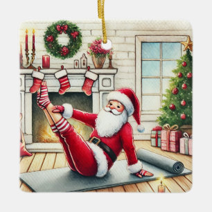 Ornement En Céramique Instructeur de Pilates préférés Père Noël personna
