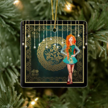 Irish Dance Green et Gold Celtic noeud Noël