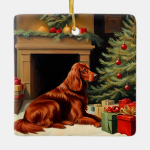 Ornement En Céramique Irish Setter Christmas
