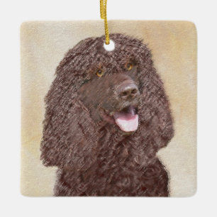 Ornement En Céramique Irish Water Spaniel Peinture - Original Dog Art