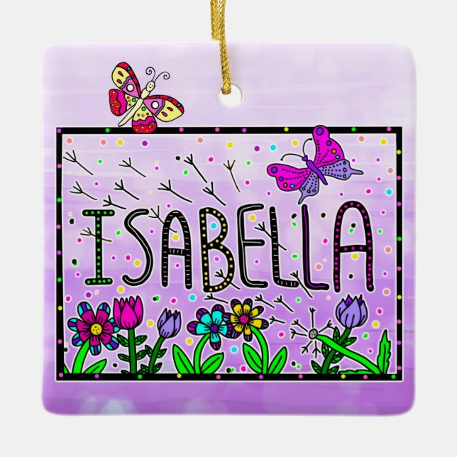 Ornement En Céramique Isabella - Le nom Isabella dessin lunique (Devant)
