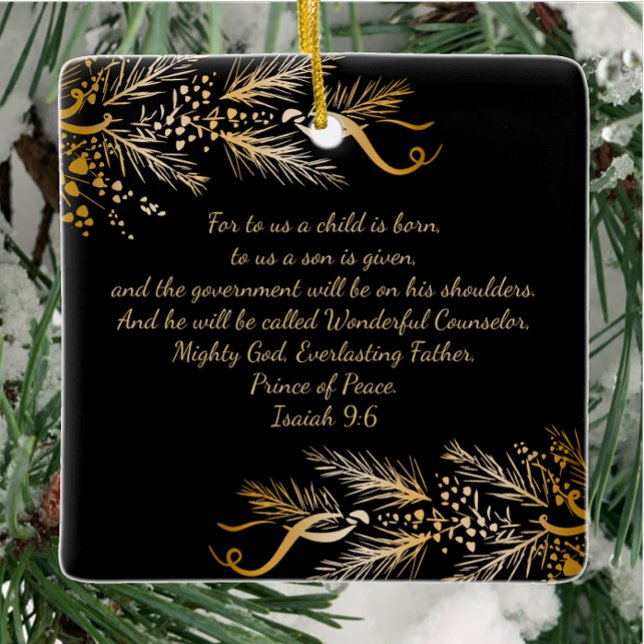 Ornement En Céramique Isaïe 9:6 Christian Cadeau de Noël personnalisé (Personalize Wonderful Counselor, Prince of Peace Christmas Inspirational Scripture Gift Ornament.)