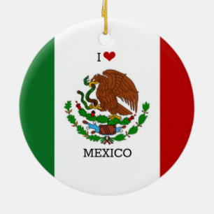 Ornement En Céramique j' aime le drapeau mexicain