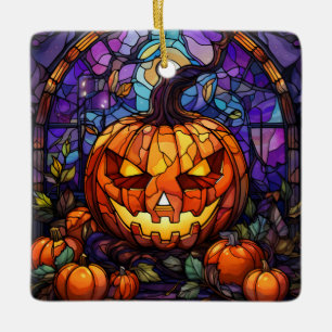 Ornement En Céramique Jack-o'-lanterne en verre tendu