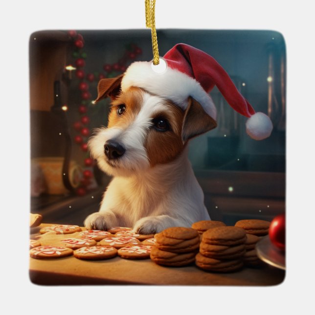 Ornement En Céramique Jack Russell Christmas Cookies Festive Holiday (Devant)