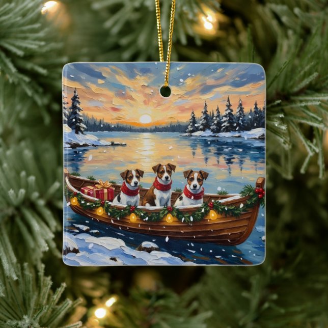 Ornement En Céramique Jack Russell Terrier Christmas Boat Holiday (Arbre)