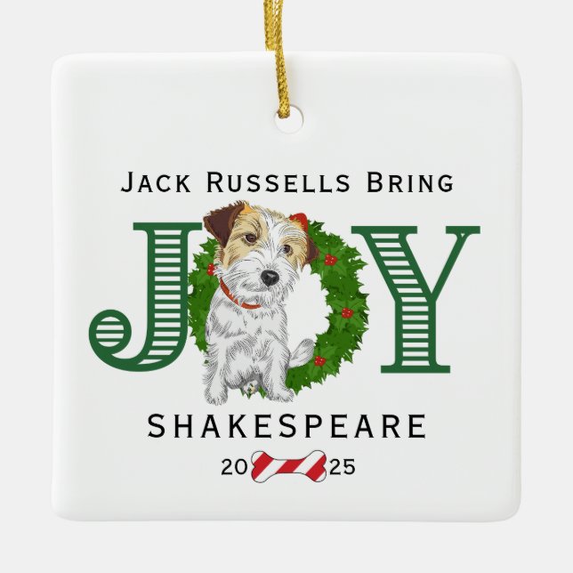 Ornement En Céramique Jack Russells apporte la joie (Devant)
