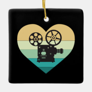Ornement En Céramique J'adore le projecteur de cinéma rétro
