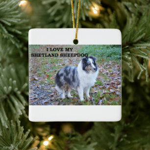 Ornement En Céramique J'adore mon Shetland Sheepdog