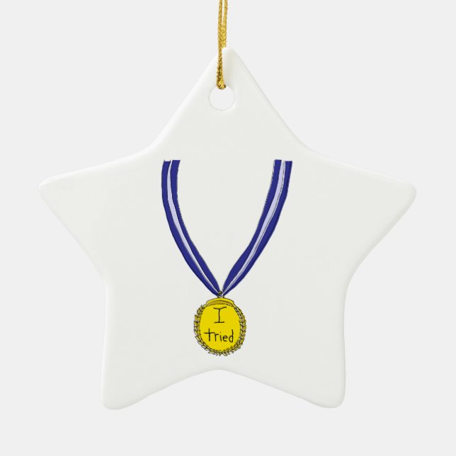 Ornement En Céramique J'ai essayé la médaille (Devant)