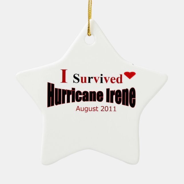 Ornement En Céramique J'ai survécu à l'ornement d'Irène d'ouragan (Devant)