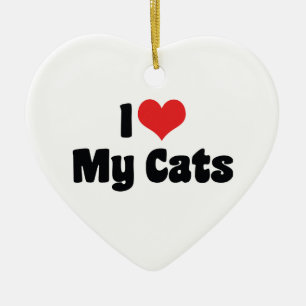 Ornement En Céramique J'aime cœur mes chats - Amateur de chats