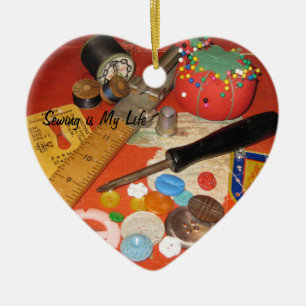 Ornement En Céramique J'aime coudre des cadeaux