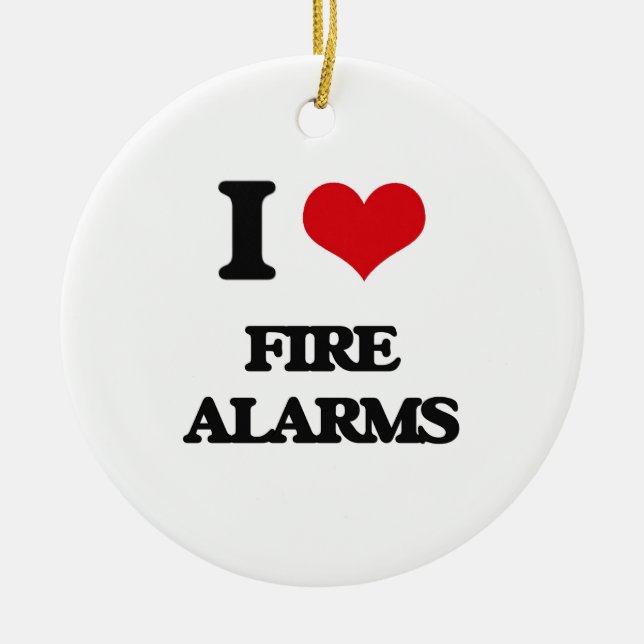 Ornement En Céramique j'AIME des alarmes d'incendie (Devant)