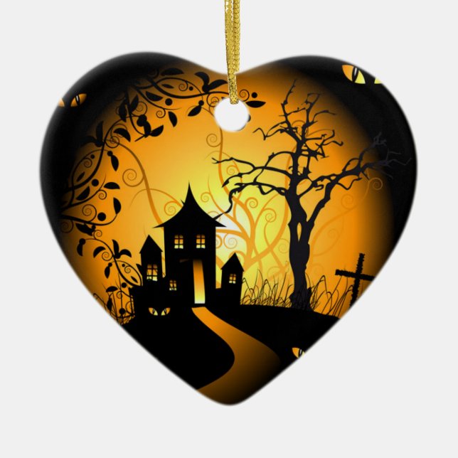 Ornement En Céramique J'aime Halloween (Devant)