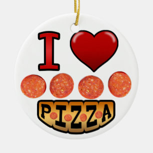 Ornement En Céramique J'aime la pizza de pepperoni