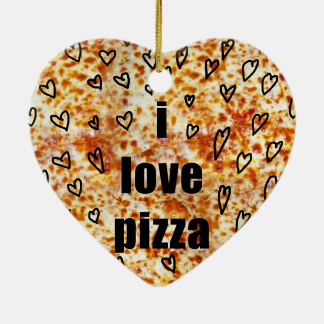 Ornement En Céramique J'aime la pizza/pizza m'aime (Dos)