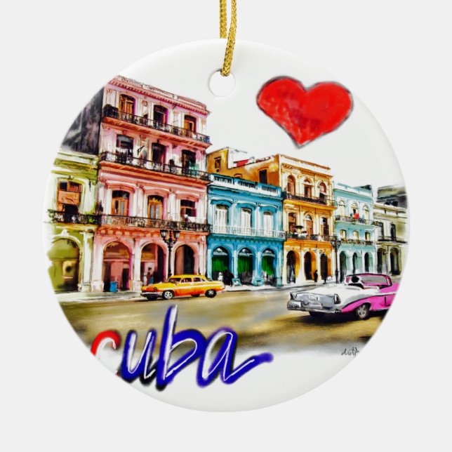 Ornement En Céramique J'aime le Cuba (Devant)