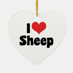 Ornement En Céramique J'aime le mouton à coeur