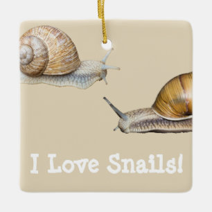 Ornement En Céramique J'aime les escargots Conception des escargots