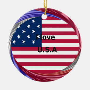 ORNEMENT EN CÉRAMIQUE J'AIME LES USA