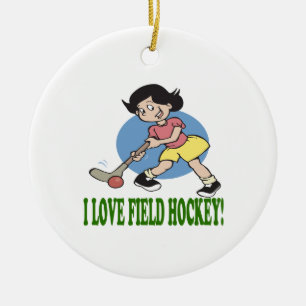 Ornement En Céramique J'aime l'hockey de champ 2