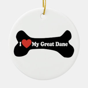 Ornement En Céramique J'Aime Ma Grande Danse - Os De Chien