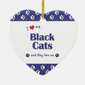 Ornement En Céramique J'aime mes chats noirs (les chats multiples)