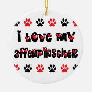 Ornement En Céramique J'aime mon Affenpinscher