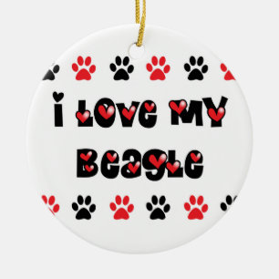 Ornement En Céramique J'aime mon beagle