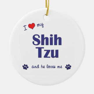 Ornement En Céramique J'aime mon Shih Tzu (le chien masculin)
