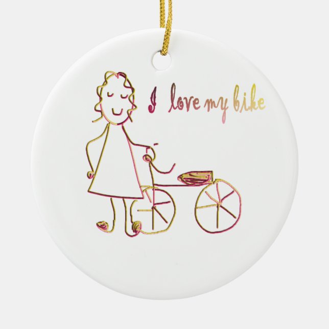Ornement En Céramique J'aime mon vélo (Devant)