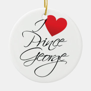Ornement En Céramique J'aime Prince George, Coeur Rouge