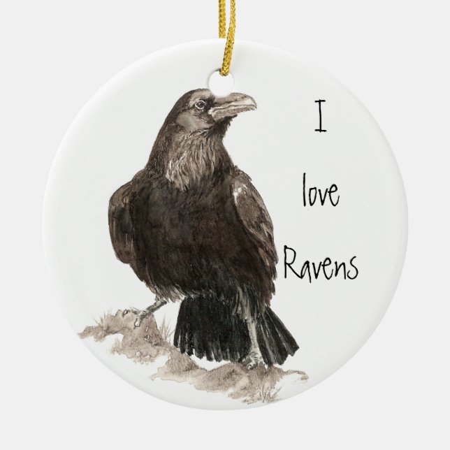 Ornement En Céramique J'aime Ravens Ornament (Devant)
