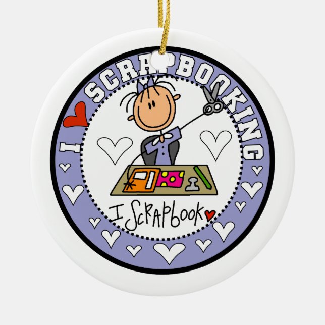 Ornement En Céramique J'aime Scrapbooking (Devant)
