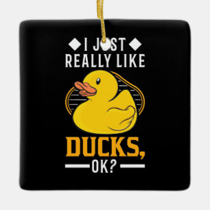 Ornement En Céramique J'Aime Vraiment Les Canards