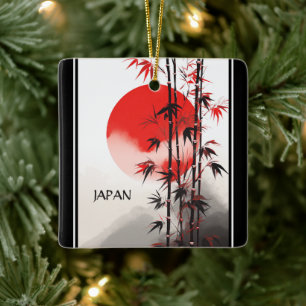Ornement En Céramique Japon personnalisé Sun et Bambou vacances japonais
