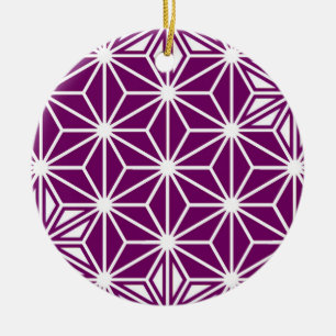 Ornement En Céramique Japonais Asanoha motif - aubergine violet