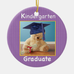 Ornement En Céramique Jardin d'enfants Graduation Teddy Bear sur violet