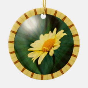 Ornement En Céramique Jaune Daisy Floral Art Abstrait