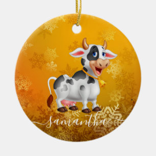 Ornement en céramique jaune de la vache momie