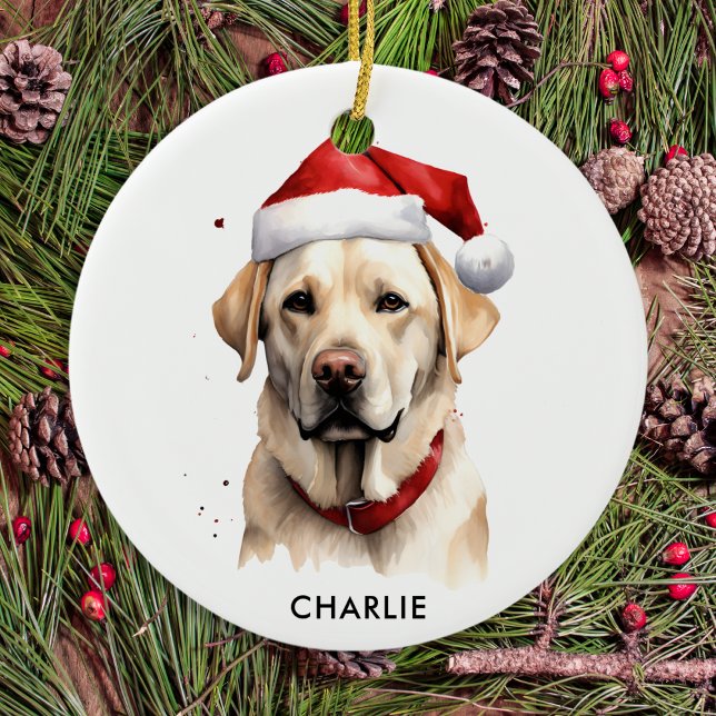 Ornement En Céramique Jaune Labrador Personnalisé Amoureux des chiens No (Créateur téléchargé)