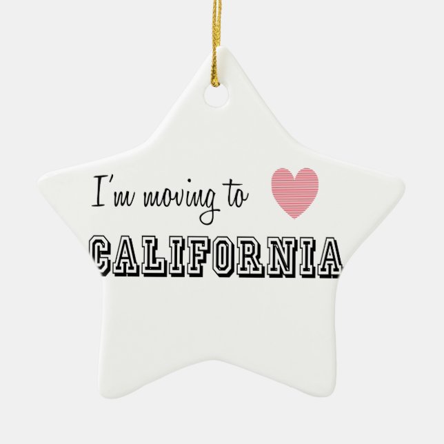 Ornement En Céramique Je déménage en Californie (Devant)