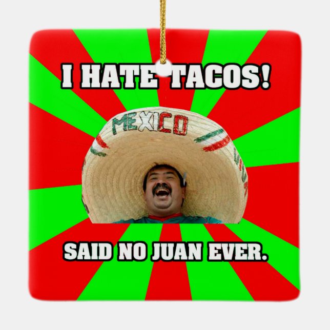 Ornement En Céramique Je déteste des tacos (Dos)