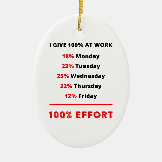 ORNEMENT EN CÉRAMIQUE JE DONNE 100% AU TRAVAIL (Devant)