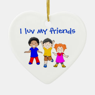 ORNEMENT EN CÉRAMIQUE JE LUV MES AMIS