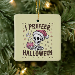 Ornement En Céramique Je préfère Halloween Spooky Xmas Squelette Gothiqu