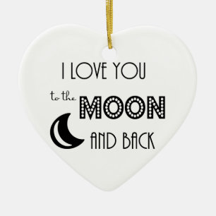 Ornement En Céramique je t'aime jusqu'à la lune et retour noir blanc