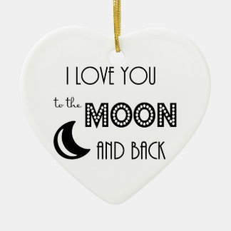 Ornement En Céramique je vous aime à la lune et dos noir blanc