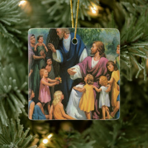 Ornement En Céramique Jésus-Christ bénissant les enfants, religion vinta